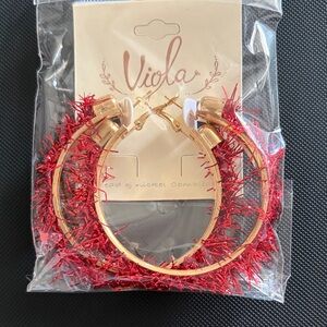 Red and Gold Hoop Earrings